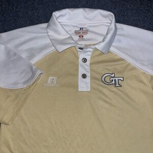 Georgia Tech Yellow‎ Jackets Russell Athletic Gold Golf Shirt Mens S
